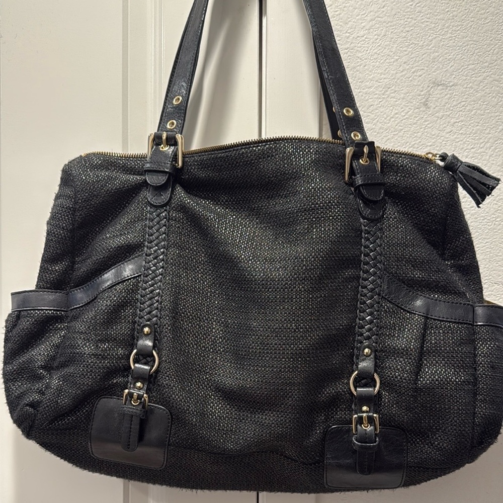 Forth & Towne Black Woven Tote Bag